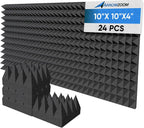 Acoustic Foam Panels Pyramid Sound Absorbing Tiles (24 Pack)