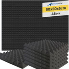 Acoustic Foam Panels Pyramid Sound Absorbing Tiles (24 Pack)