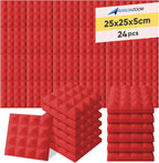 Acoustic Foam Panels Pyramid Sound Absorbing Tiles (24 Pack)