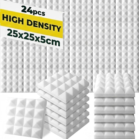 Acoustic Foam Panels Pyramid Sound Absorbing Tiles (24 Pack)