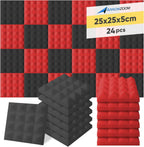 Acoustic Foam Panels Pyramid Sound Absorbing Tiles (24 Pack)