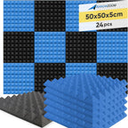 Acoustic Foam Panels Pyramid Sound Absorbing Tiles (24 Pack)