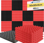 Acoustic Foam Panels Pyramid Sound Absorbing Tiles (24 Pack)