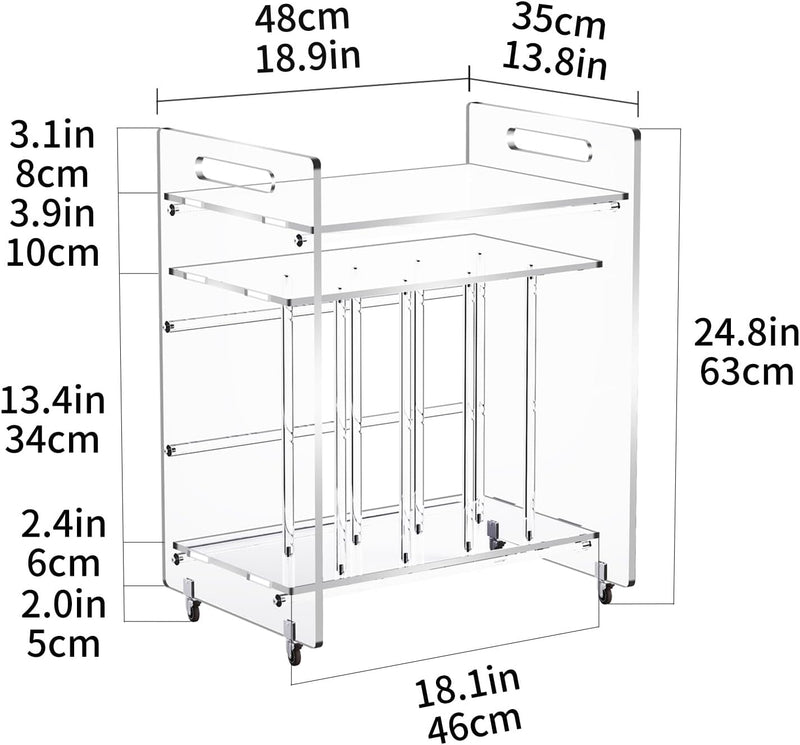 Acrylic End Table Vinyl Magzine Storage Bookshelf