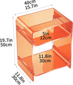 Acrylic End Table with Storage Shelf Clear Side