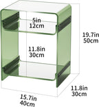 Acrylic End Table with Storage Shelf Clear Side