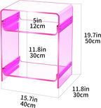 Acrylic End Table with Storage Shelf Clear Side