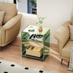 Acrylic End Table with Storage Shelf Clear Side