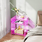 Acrylic End Table with Storage Shelf Clear Side