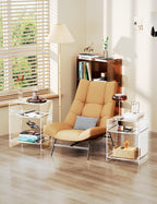 Acrylic End Table with Storage Shelf Clear Side