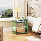Acrylic End Table with Storage Shelf Clear Side