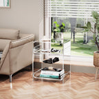 Acrylic End Table with Storage Shelf Clear Side