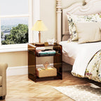 Acrylic End Table with Storage Shelf Clear Side