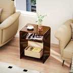 Acrylic End Table with Storage Shelf Clear Side