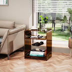 Acrylic End Table with Storage Shelf Clear Side