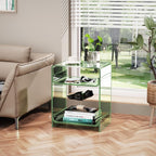Acrylic End Table with Storage Shelf Clear Side