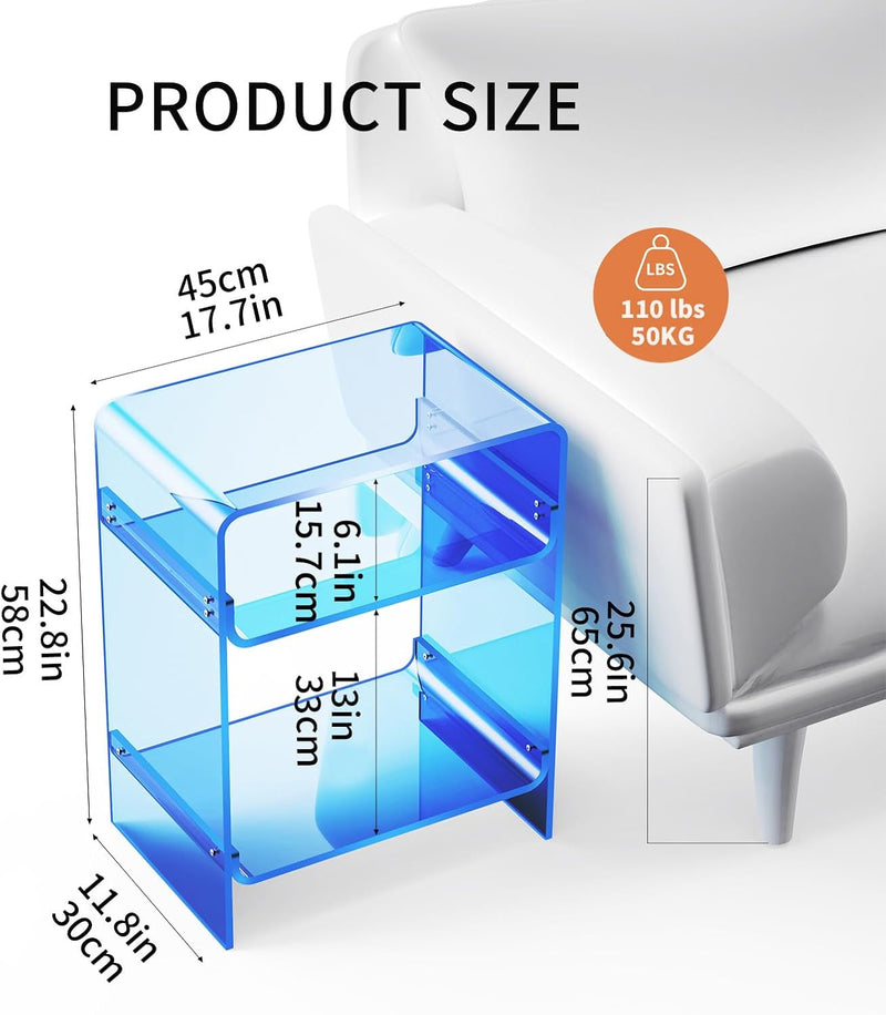 Acrylic Record Player Table with Storage Shelf Clear