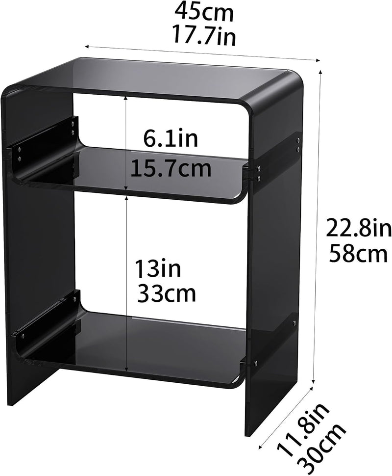 Acrylic Record Player Table with Storage Shelf Clear