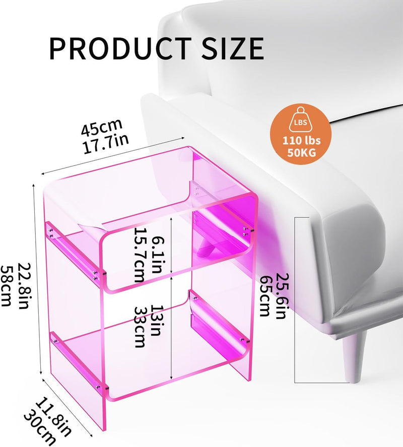 Acrylic Record Player Table with Storage Shelf Clear