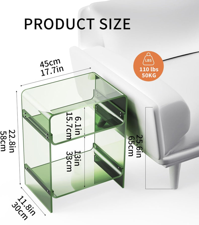 Acrylic Record Player Table with Storage Shelf Clear