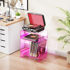 Acrylic Record Player Table with Storage Shelf Clear