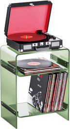 Acrylic Record Player Table with Storage Shelf Clear