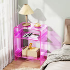 Acrylic Record Player Table with Storage Shelf Clear