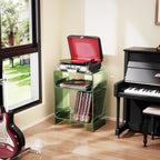 Acrylic Record Player Table with Storage Shelf Clear