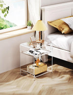Acrylic Record Player Table with Storage Shelf Clear