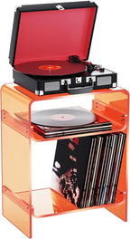 Acrylic Record Player Table with Storage Shelf Clear