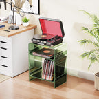 Acrylic Record Player Table with Storage Shelf Clear