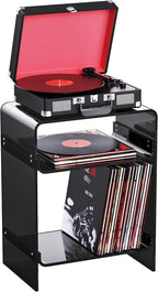 Acrylic Record Player Table with Storage Shelf Clear