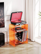 Acrylic Record Player Table with Storage Shelf Clear