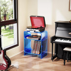 Acrylic Record Player Table with Storage Shelf Clear