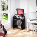 Acrylic Record Player Table with Storage Shelf Clear