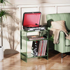 Acrylic Record Player Table with Storage Shelf Clear