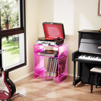 Acrylic Record Player Table with Storage Shelf Clear