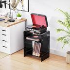 Acrylic Record Player Table with Storage Shelf Clear