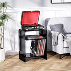 Acrylic Record Player Table with Storage Shelf Clear