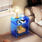 Acrylic Record Player Table with Storage Shelf Clear