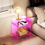 Acrylic Record Player Table with Storage Shelf Clear