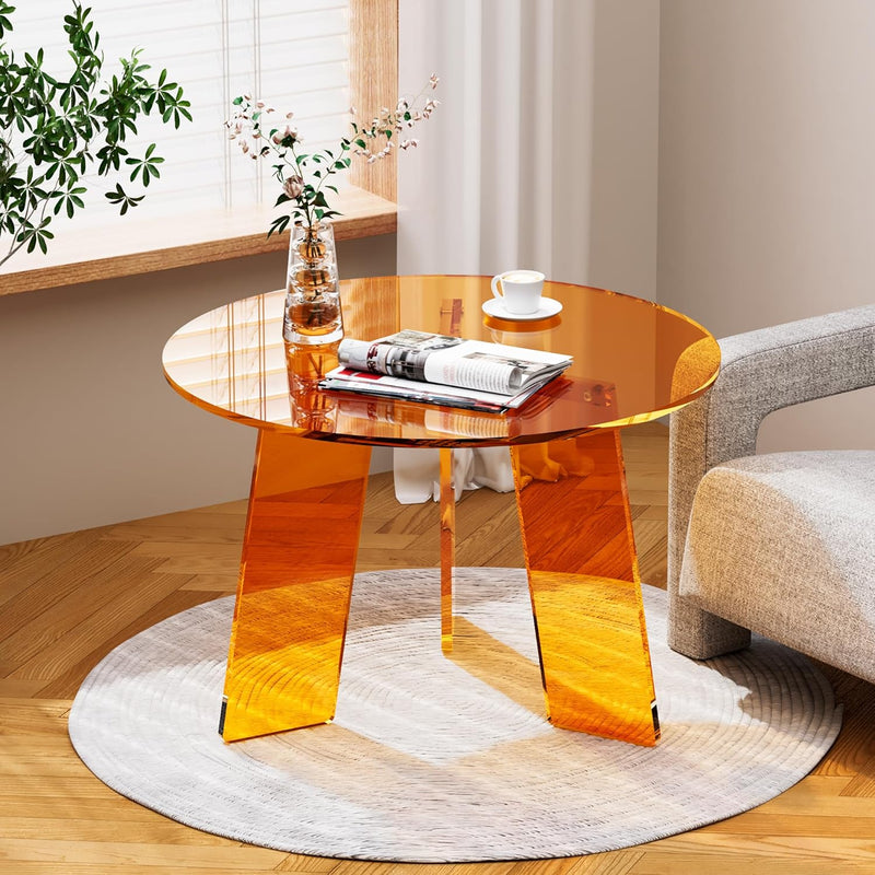 Acrylic Round Coffee Table Clear Circle Modern Lucite