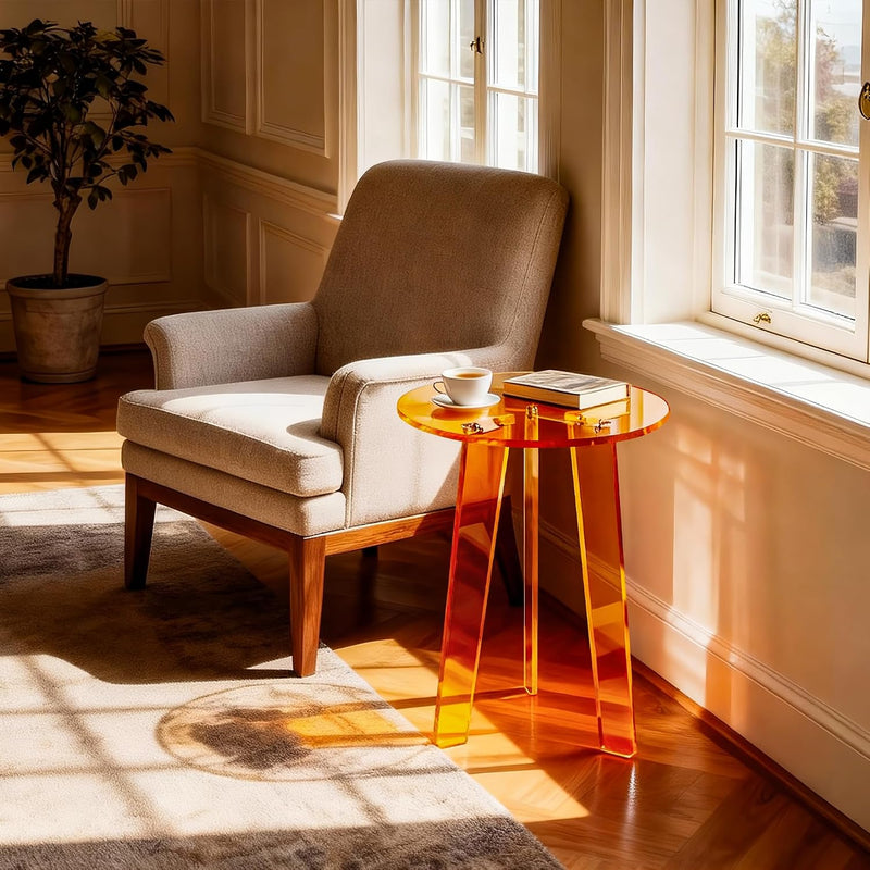 Acrylic Round Coffee Table Clear Circle Modern Lucite