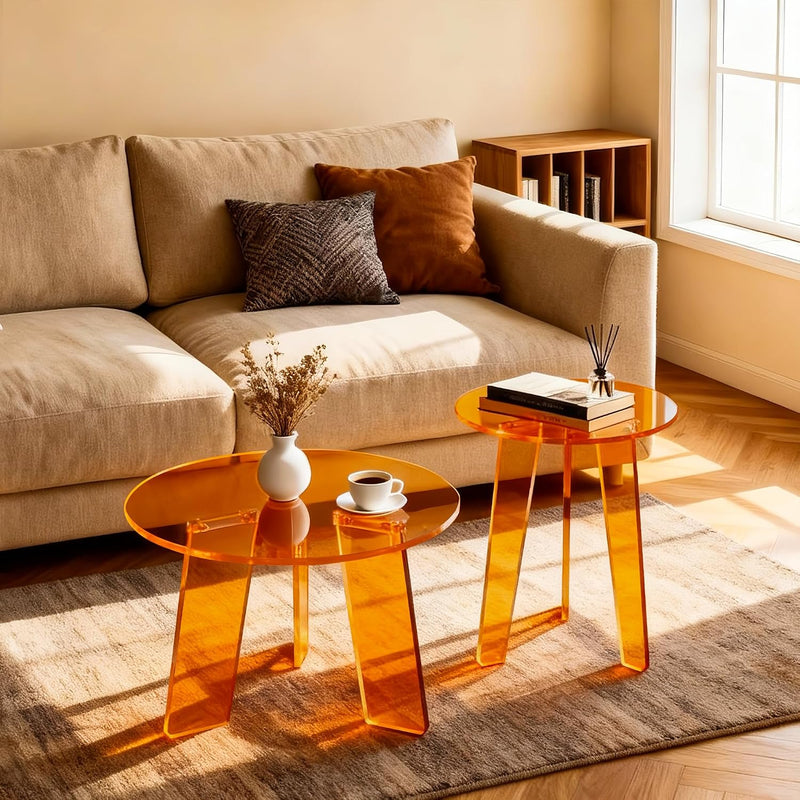Acrylic Round Coffee Table Clear Circle Modern Lucite
