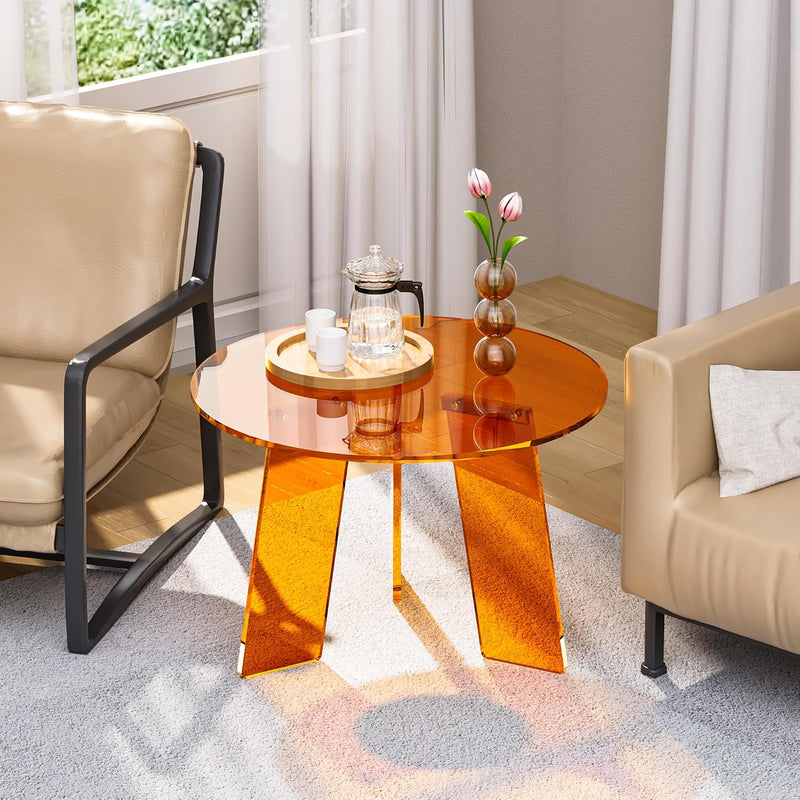 Acrylic Round Coffee Table Clear Circle Modern Lucite