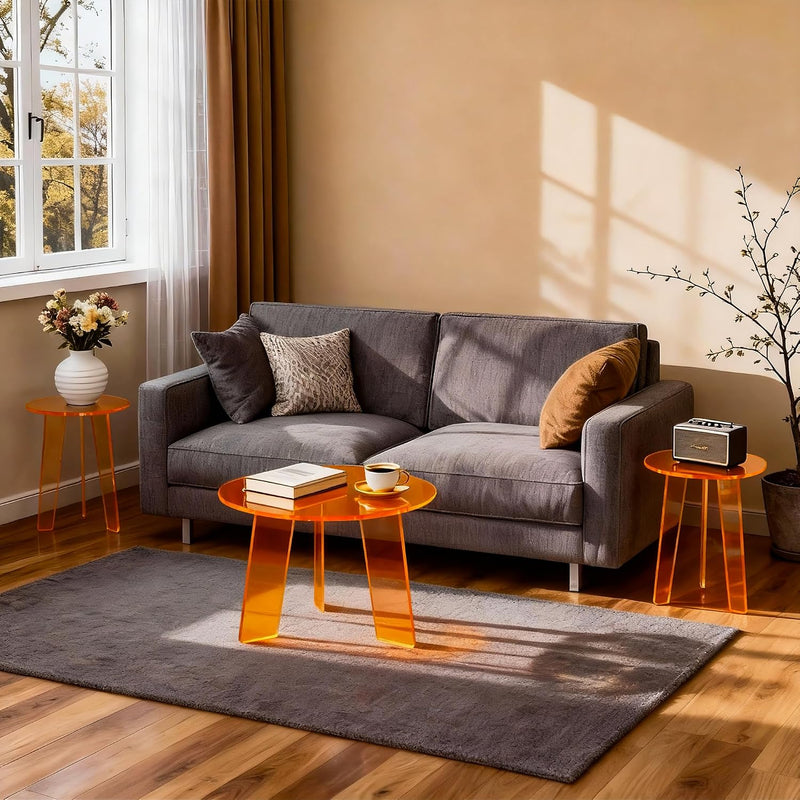 Acrylic Round Coffee Table Clear Circle Modern Lucite