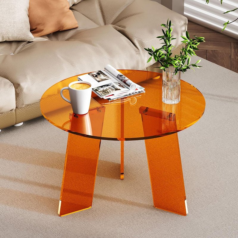 Acrylic Round Coffee Table Clear Circle Modern Lucite