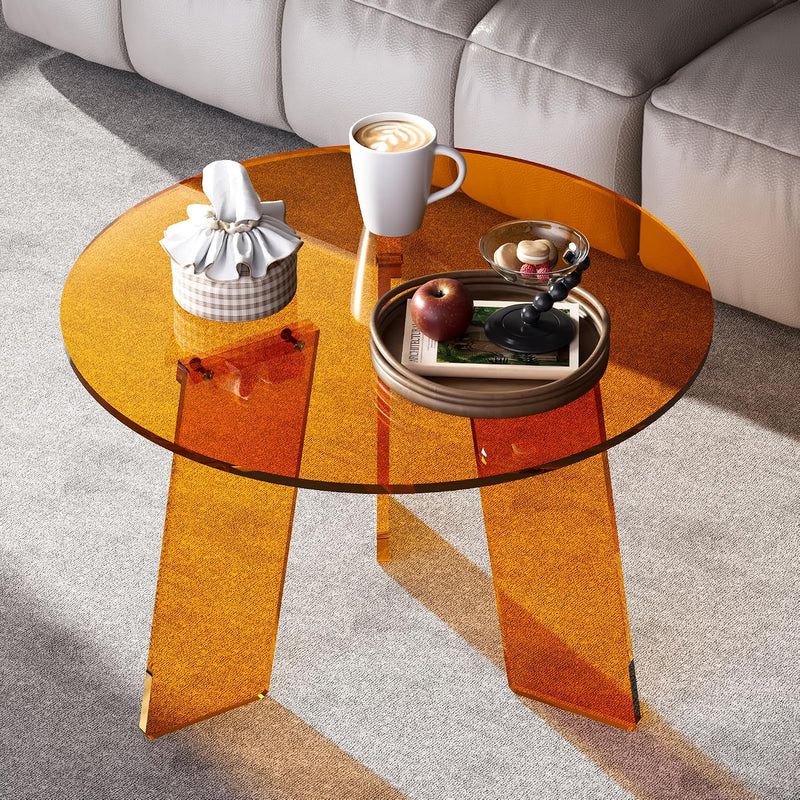 Acrylic Round Coffee Table Clear Circle Modern Lucite