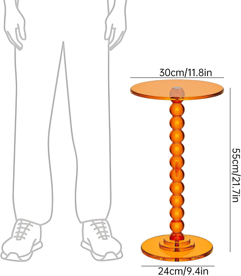 Acrylic Round Side Table End with Pedestal Stand