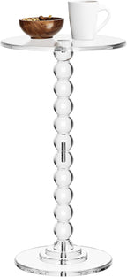 Acrylic Round Side Table End with Pedestal Stand